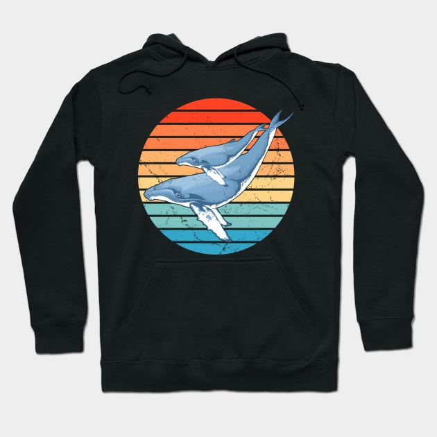 Humpback Whales 60s Sunset Hoodie by NicGrayTees